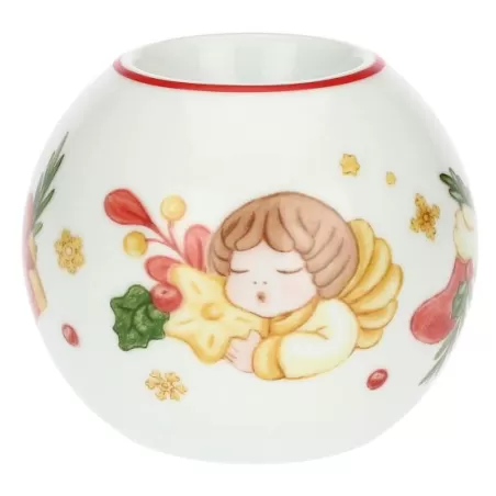 Porta tea-light a forma di pallina di Natale in porcellana Sorprese di Natale - Thun