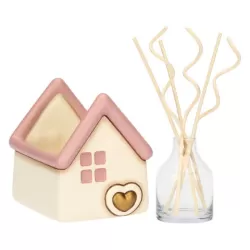 Porta diffusore a forma di casetta con quadrifoglio in ceramica - Thun