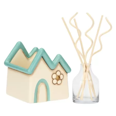 Porta diffusore a forma di casetta con fiore in ceramica - Thun