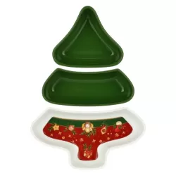 Antipastiera a forma di albero di Natale in porcellana Sorprese di Natale - Thun
