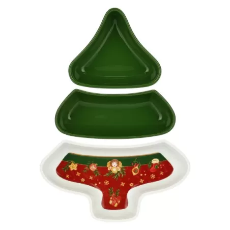 Antipastiera a forma di albero di Natale in porcellana Sorprese di Natale - Thun