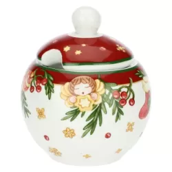Zuccheriera con cucchiaino in porcellana Sorprese di Natale - Thun