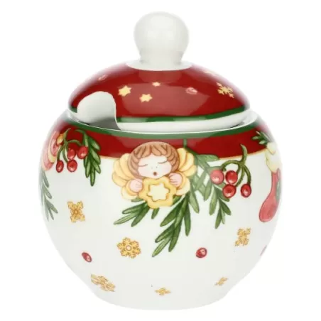 Zuccheriera con cucchiaino in porcellana Sorprese di Natale - Thun