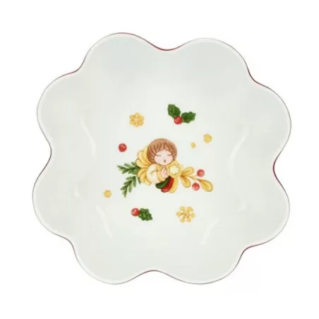 Ciotola a forma di quadrifoglio in porcellana Sorprese di Natale, piccola - Thun