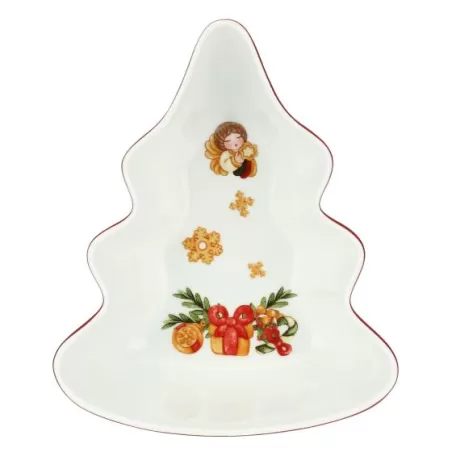 Ciotola a forma di albero in porcellana Sorprese di Natale, media - Thun