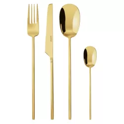 100, Servizio 24 posate monoblocco pvd gold - Sambonet