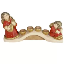 Portacandele angeli seduti in ceramica rosso - Thun