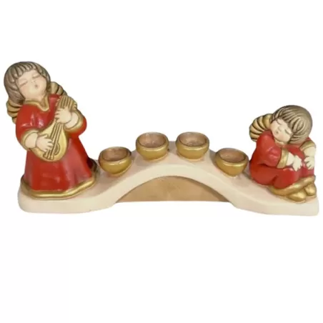 Portacandele angeli seduti in ceramica rosso - Thun