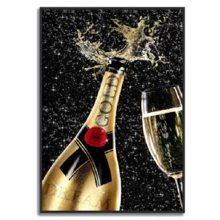 Quadro in vetro temperato con cristalli, Champagne Cm.60x80 - Palais Royal