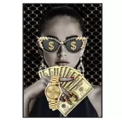 Quadro in vetro temperato con cristalli, Money Cm.80x120 - Palais Royal