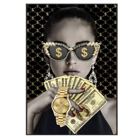 Quadro in vetro temperato con cristalli, Money Cm.80x120 - Palais Royal