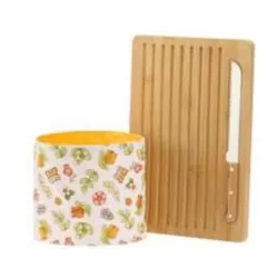 Set tagliere in legno, coltello e sacchetto porta pane Happy Country - Thun