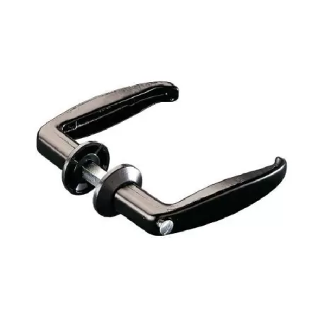 Maniglia in alluminio verniciata nera con vite 25x35 con quadro 8 con rosette