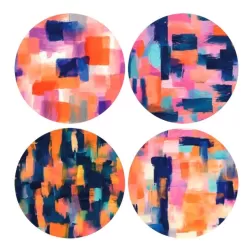 Sottopiatto tondo in ecocuoio spennellato Cm.33 set 4 pezzi, Astratto - Wosde