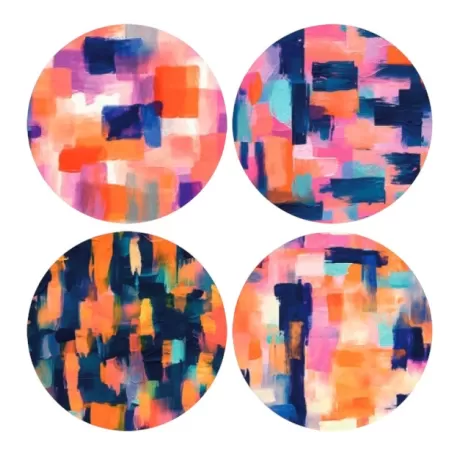Sottopiatto tondo in ecocuoio spennellato Cm.33 set 4 pezzi, Astratto - Wosde