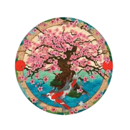 Sottopiatto tondo in ecocuoio oriente Cm.33 set 4 pezzi, Etnico - Wosde