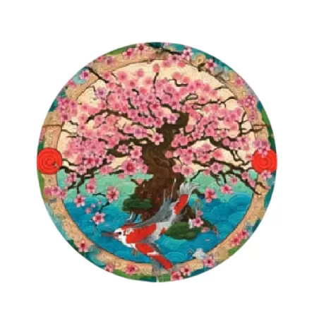 Sottopiatto tondo in ecocuoio oriente Cm.33 set 4 pezzi, Etnico - Wosde