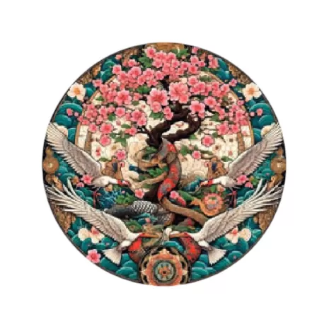 Sottopiatto tondo in ecocuoio oriente Cm.33 set 4 pezzi, Etnico - Wosde