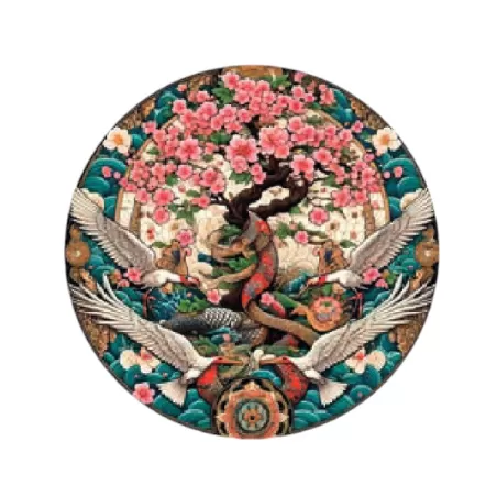 Sottopiatto tondo in ecocuoio oriente Cm.33 set 4 pezzi, Etnico - Wosde