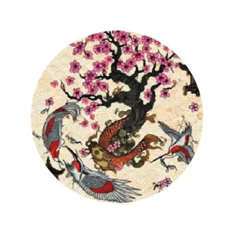 Sottopiatto tondo in ecocuoio oriente Cm.33 set 4 pezzi, Etnico - Wosde