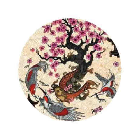 Sottopiatto tondo in ecocuoio oriente Cm.33 set 4 pezzi, Etnico - Wosde