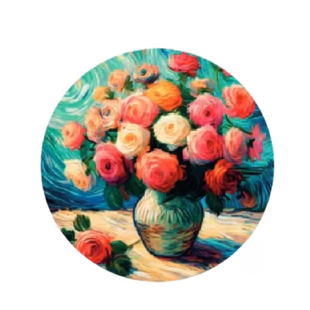 Sottopiatto tondo in ecocuoio vibrazioni Cm.33 set 4 pezzi, Artistico - Wosde