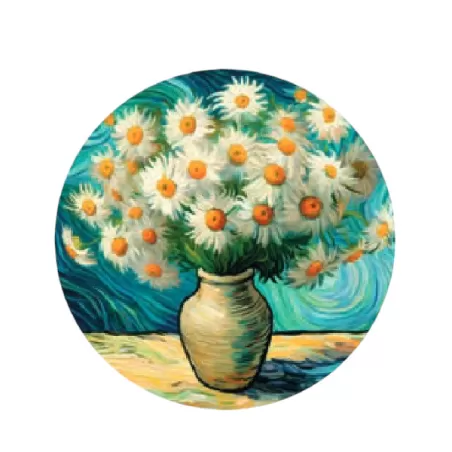 Sottopiatto tondo in ecocuoio vibrazioni Cm.33 set 4 pezzi, Artistico - Wosde