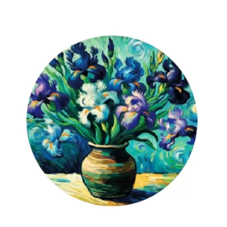 Sottopiatto tondo in ecocuoio vibrazioni Cm.33 set 4 pezzi, Artistico - Wosde