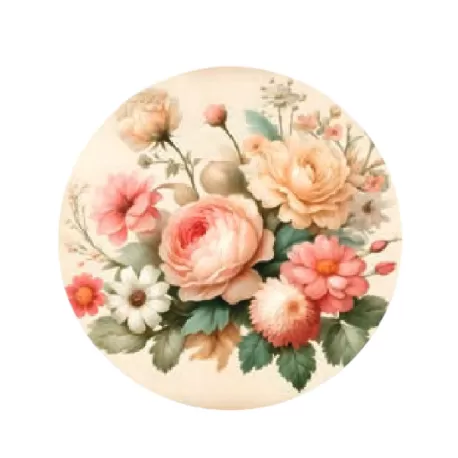 Sottopiatto tondo in ecocuoio rosa Cm.33 set 4 pezzi, Floreale - Wosde