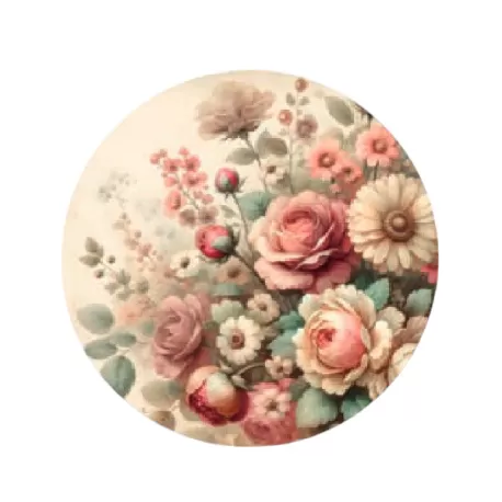 Sottopiatto tondo in ecocuoio rosa Cm.33 set 4 pezzi, Floreale - Wosde