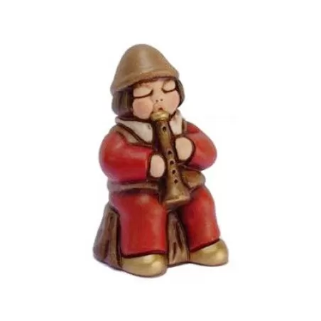 Suonatore seduto di piffero presepe classico, rosso - Thun