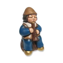 Suonatore seduto di piffero presepe classico, blu - Thun