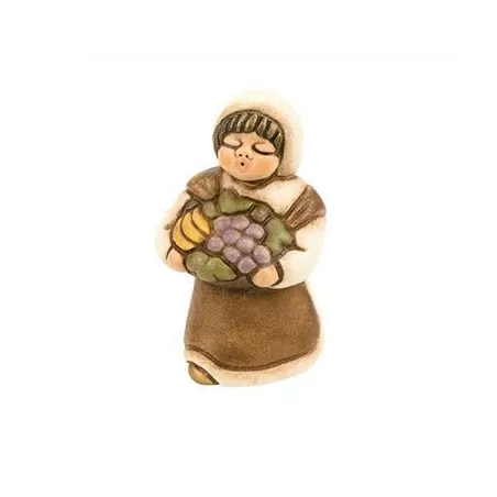 Pastorella con cesto di frutta presepe classico, bianco - Thun