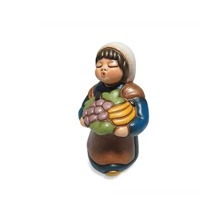 Pastorella con cesto di frutta presepe classico, blu - Thun