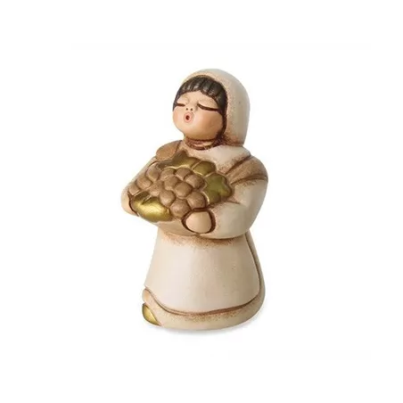 Pastorella con cesto di frutta presepe classico, champagne - Thun