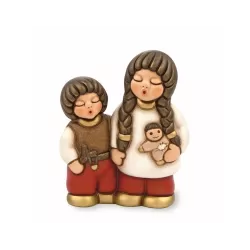 Coppia di bimbi pastorelli presepe classico, rosso - Thun