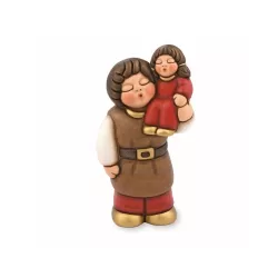 Uomo con bimba sulle spalle presepe classico, rosso - Thun