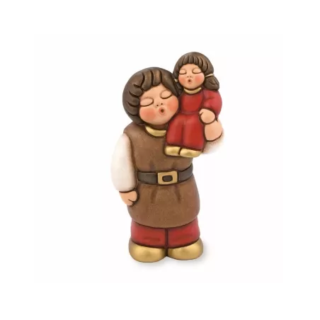 Uomo con bimba sulle spalle presepe classico, rosso - Thun