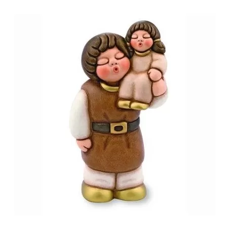 Uomo con bimba sulle spalle presepe classico, bianco - Thun