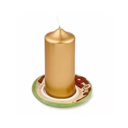 Candela con piattino natalizio, verde soft - Thun