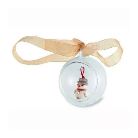 Mini palla natalizia in vetro soffiato con pupazzo di neve, bianco - Thun