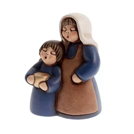 Pastorella con bimba presepe classico, blu - Thun