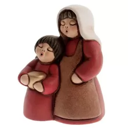 Pastorella con bimba presepe classico, rosso - Thun