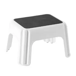 Sgabello con tappetino antiscivolo bianco Cm.40x32x24 H.