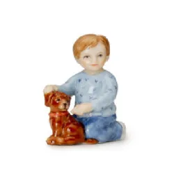 Bimbo inginocchiato con cagnolino - Royal Copenhagen