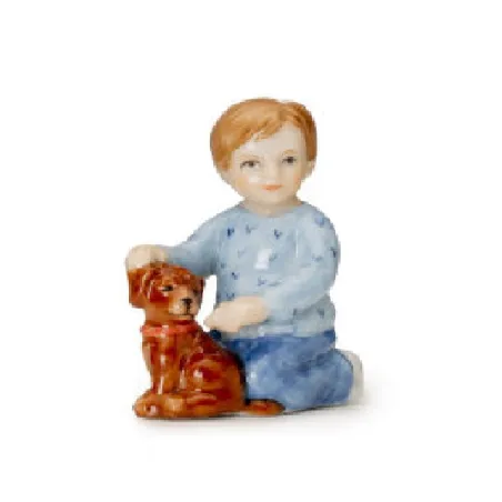 Bimbo inginocchiato con cagnolino - Royal Copenhagen
