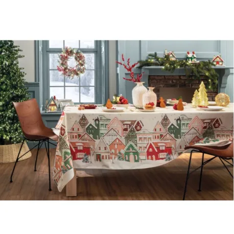 Villaggio, Tovaglia antimacchia Cm.155x155, 4 posti - L'oca Nera