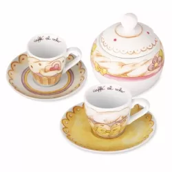 Set 2 tazzine espresso + zuccheriera cupcake - Thun