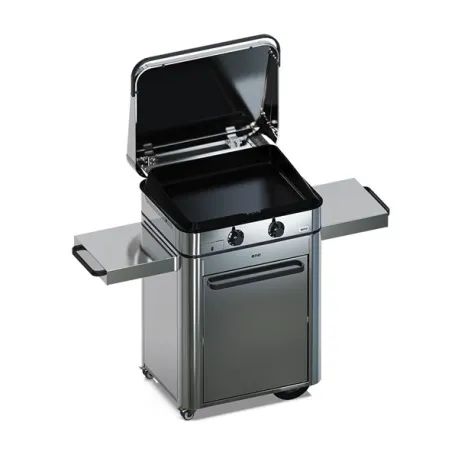 Carrello da esterno con plancha a Gas - Enosing - Plancha a Gas Cm.65, Inox - Eno