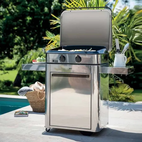 Carrello da esterno con plancha a Gas - Enosing - Plancha a Gas Cm.65, Inox - Eno